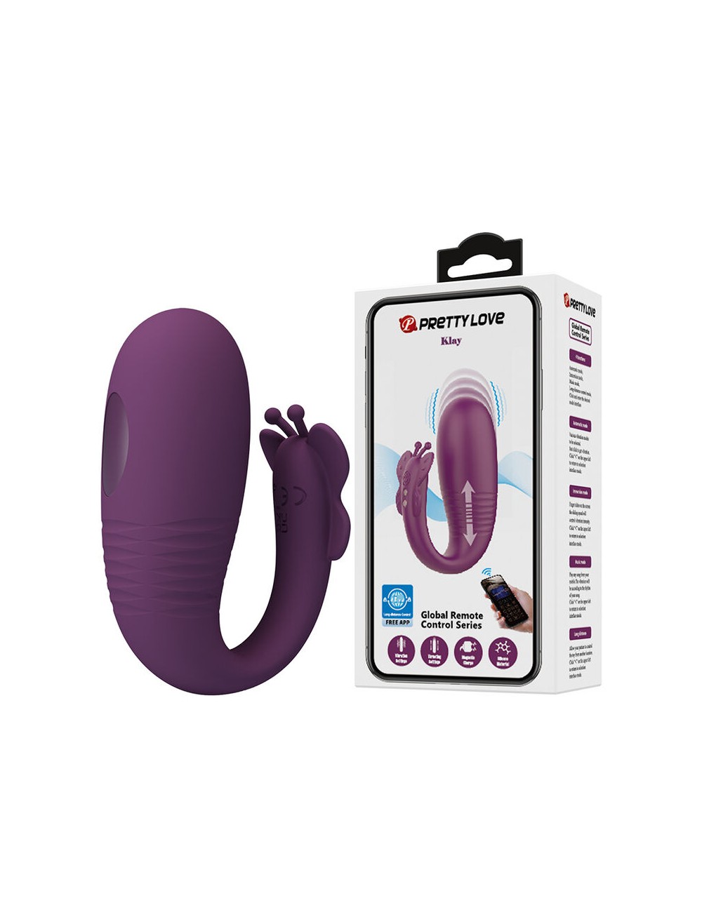 PRETTY LOVE - KLAY THRUSTING EGG VIBRATOR APP CONTROL PURPLE