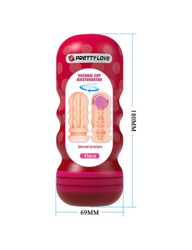 PRETTY LOVE - FLORA VAGINA MASTURBATOR WITH SUCTION CUP AND INTERNAL TEXTURES