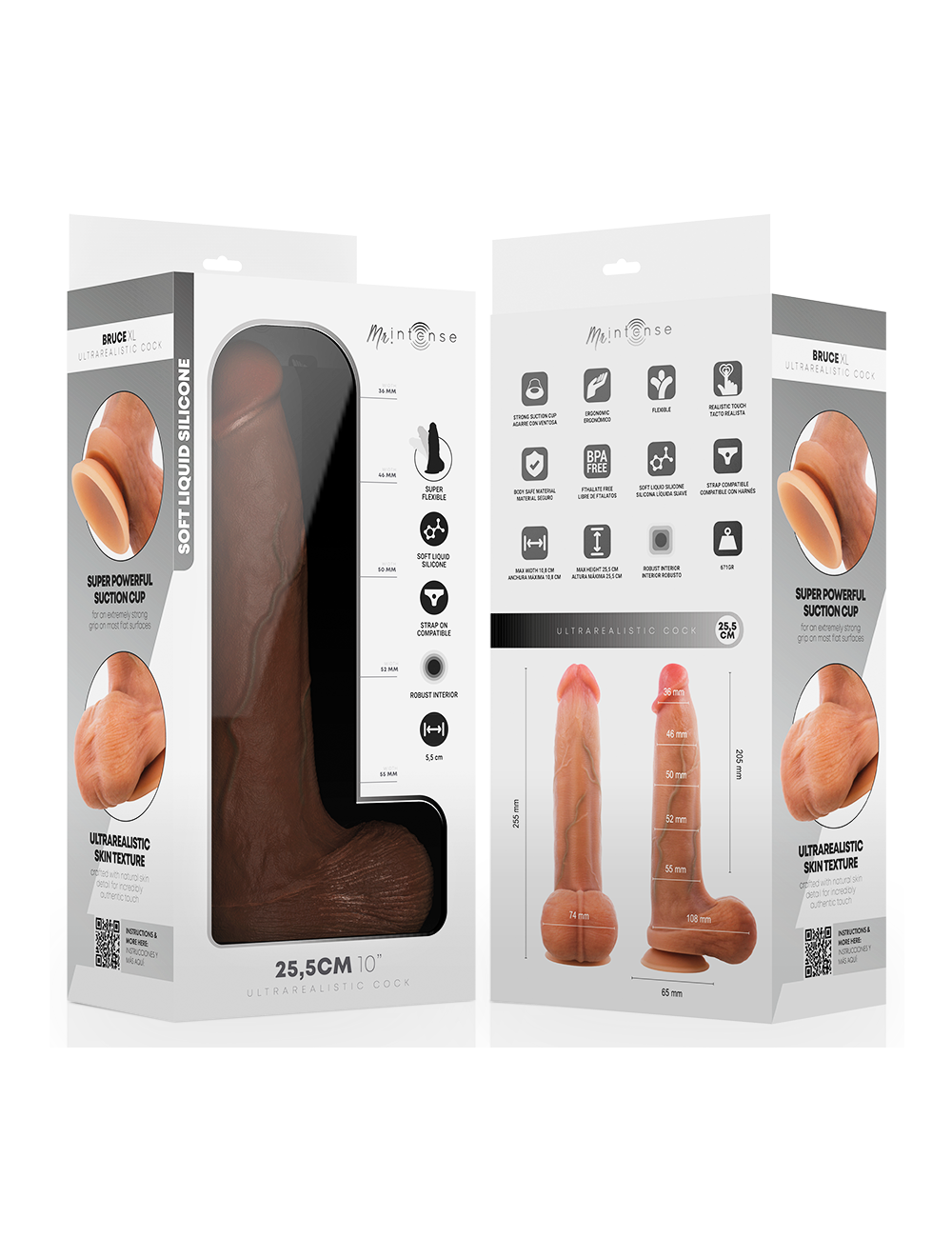 MR INTENSE - BRUCE XL SILICONE DILDO WITH TESTICLES 25.5 CM -Ø- 5.5 CM