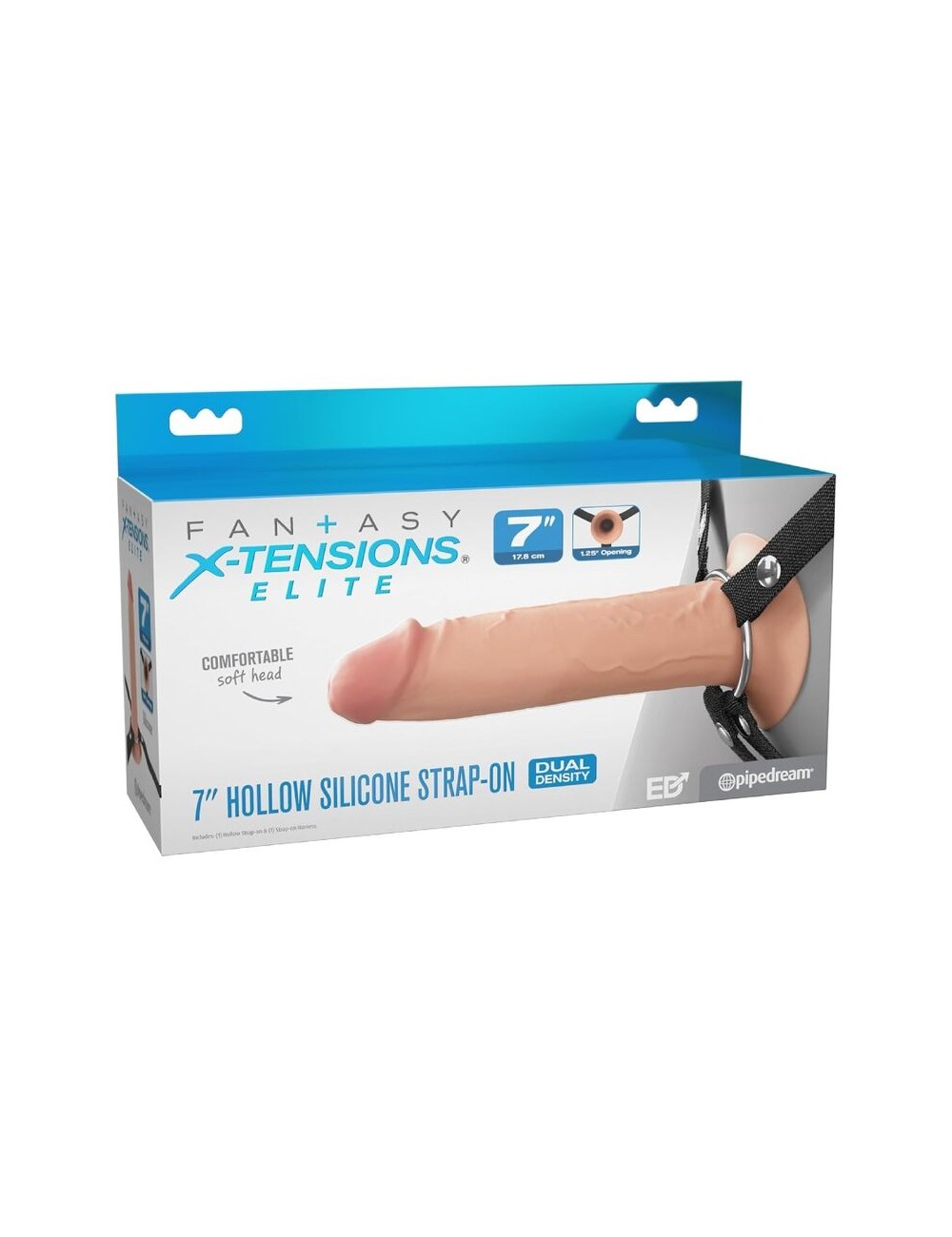 FANTASY X-TENSIONS ELITE - 17.8 CM HOLLOW SILICONE STRAP-ON