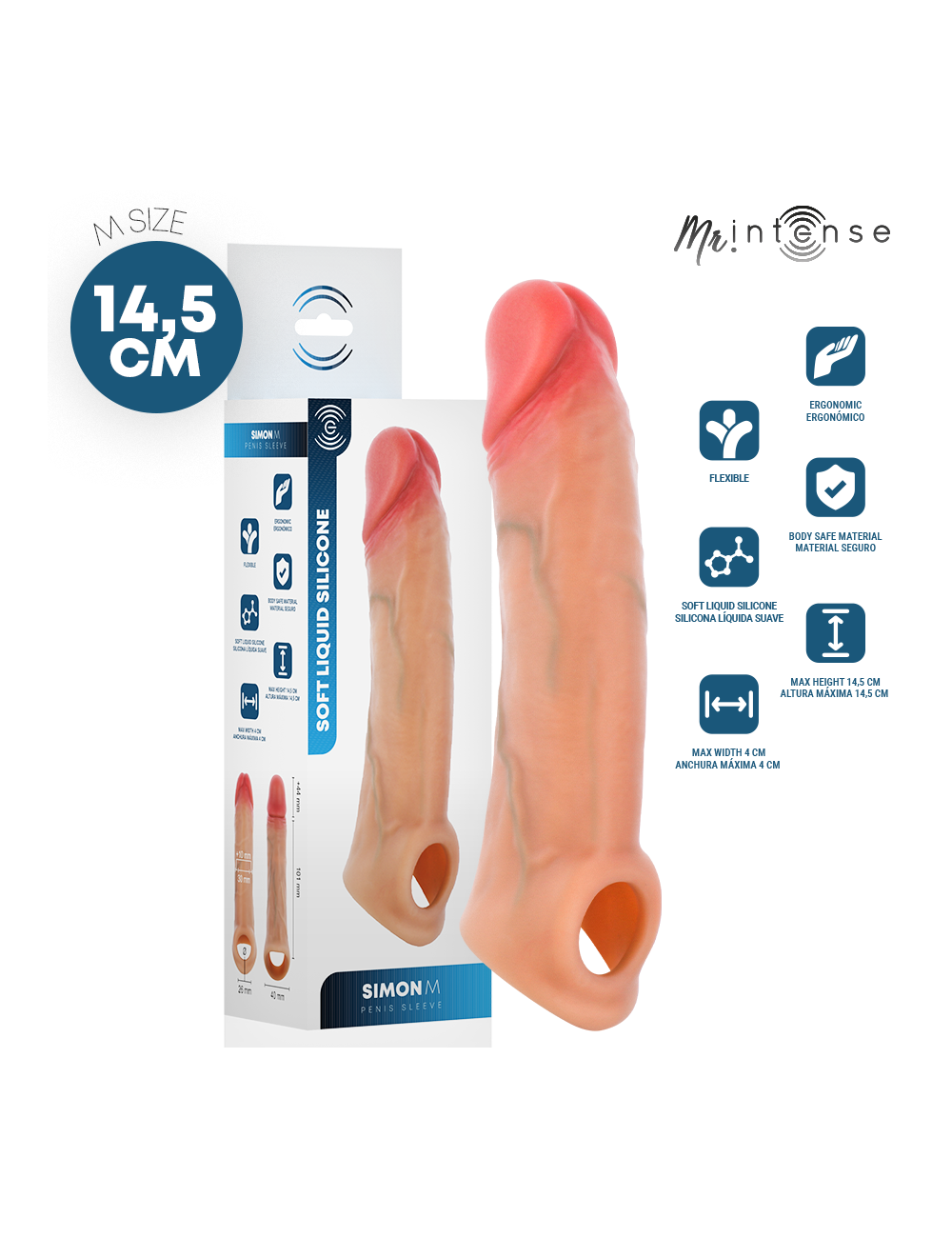 MR INTENSE - SIMON M SILICONE PENIS SLEEVE 14.5 CM -Ø- 4 CM