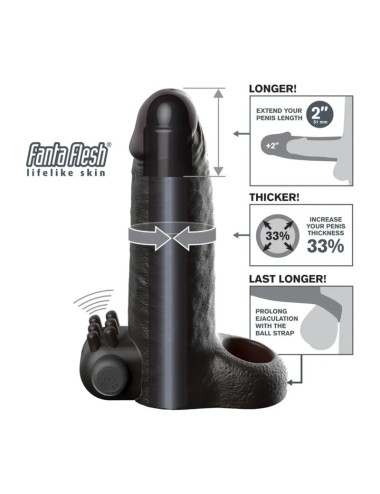 FANTASY X-TENSIONS - VIBRATING REAL FEEL 5CM PENIS EXTENSION SLEEVE BLACK