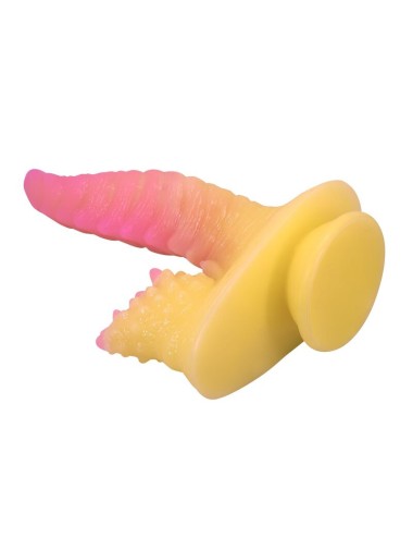 POWER MONSTERS - RIPPLIED MONSTER FANTASY DILDO WITH SUCTION CUP 22.5 CM Ø 5.5 CM PINK & YELLOW
