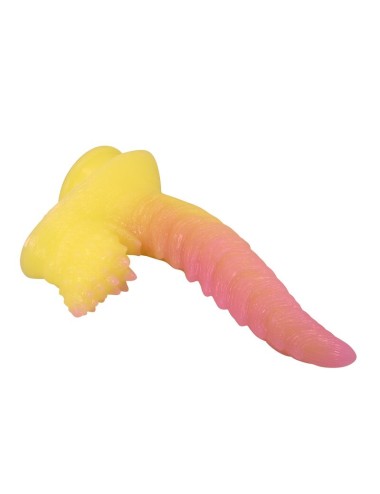 POWER MONSTERS - RIPPLIED MONSTER FANTASY DILDO WITH SUCTION CUP 22.5 CM Ø 5.5 CM PINK & YELLOW