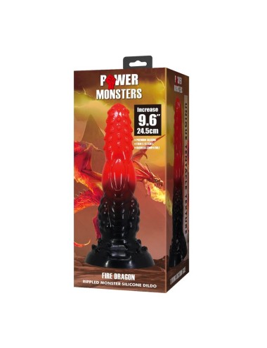 POWER MONSTERS - FIRE DRAGON FANTASY DILDO WITH SUCTION CUP 24.5 CM Ø 5.8 CM RED & BLACK