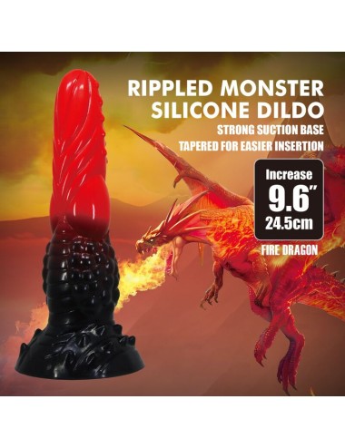 POWER MONSTERS - FIRE DRAGON FANTASY DILDO WITH SUCTION CUP 24.5 CM Ø 5.8 CM RED & BLACK