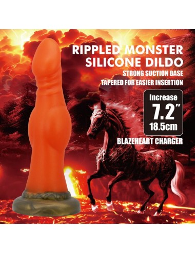 POWER MONSTERS - BLAZEHEART CHARGER FANTASY SILICONE DILDO 18.5 CM Ø 4.5 CM