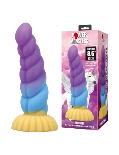 POWER MONSTERS - UNICORN TRICOLOR FANTASY SILICONE DILDO 22 CM Ø 5 CM