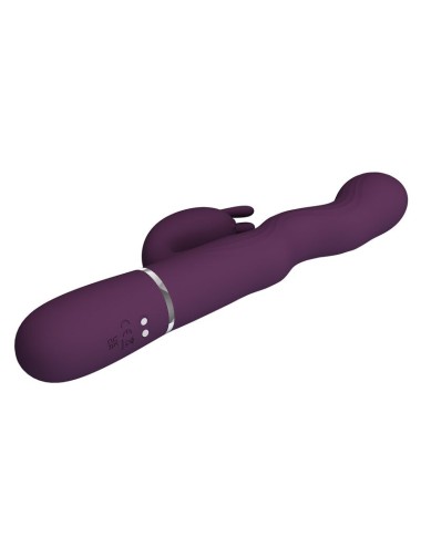 PRETTY LOVE - LOURSEN RABBIT VIBRATOR WITH THRUSTING MOTION AND 7 VIBRATIONS USB RECHARGEABLE PURPLE