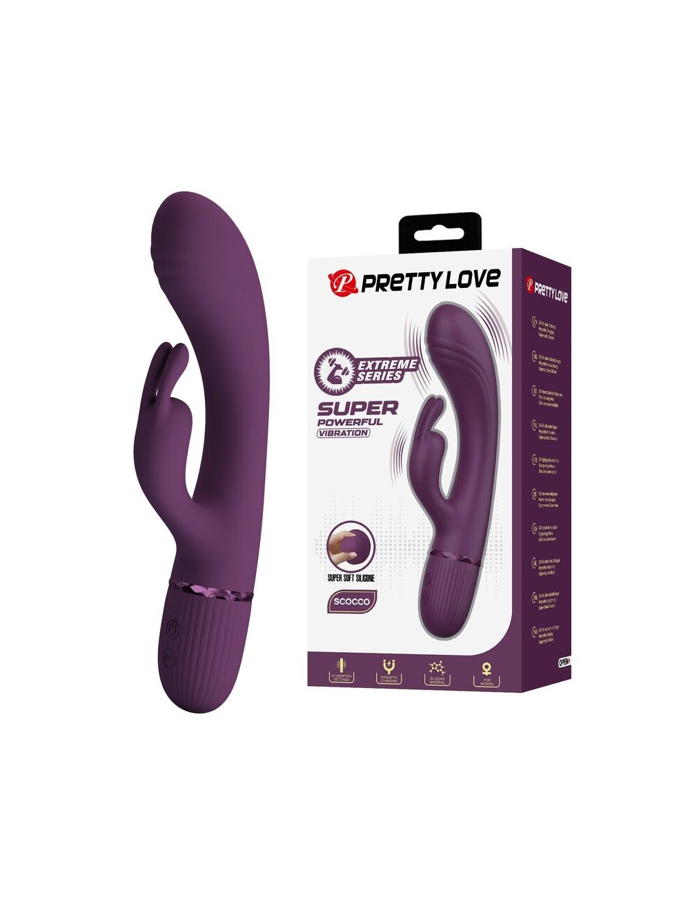 PRETTY LOVE - ROCCO RECHARGEABLE RABBIT VIBRATOR 10 FUNCTIONS PURPLE
