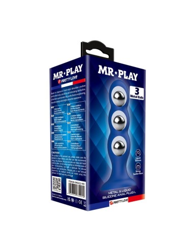 MR PLAY - ANAL PLUG WITH METAL BALLS AND SUCTION CUP BLUE