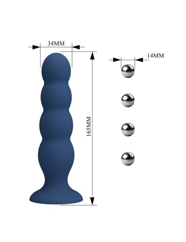 MR PLAY - ANAL PLUG WITH 4 METAL BALLS AND SUCTION CUP BLUE