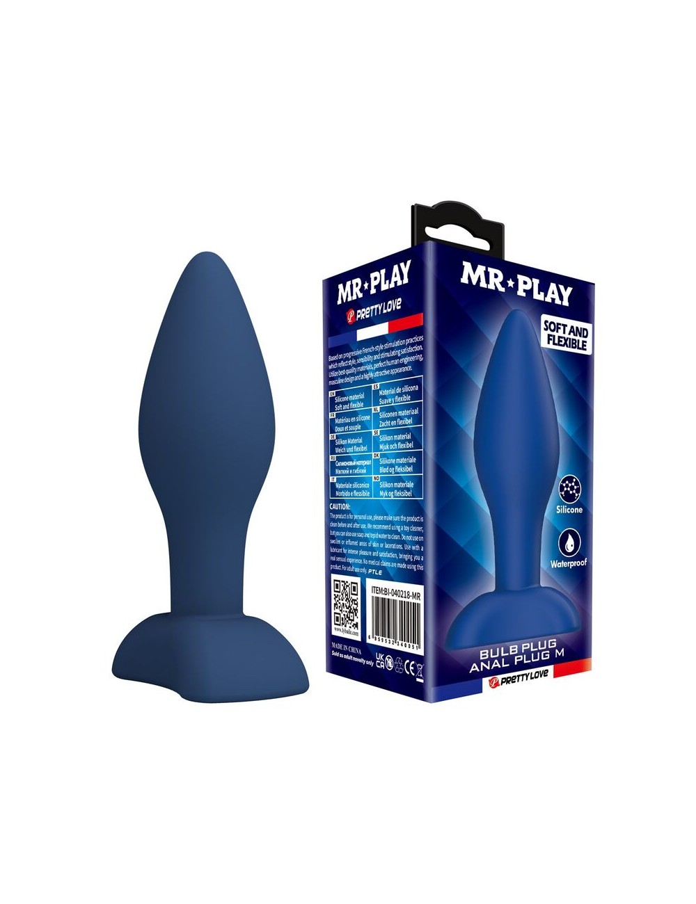 MR PLAY - TAPERED SILICONE ANAL PLUG BLUE M