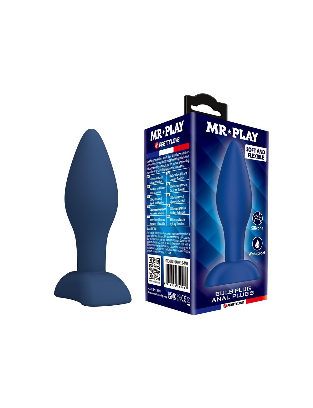 MR PLAY - TAPERED SILICONE ANAL PLUG BLUE S