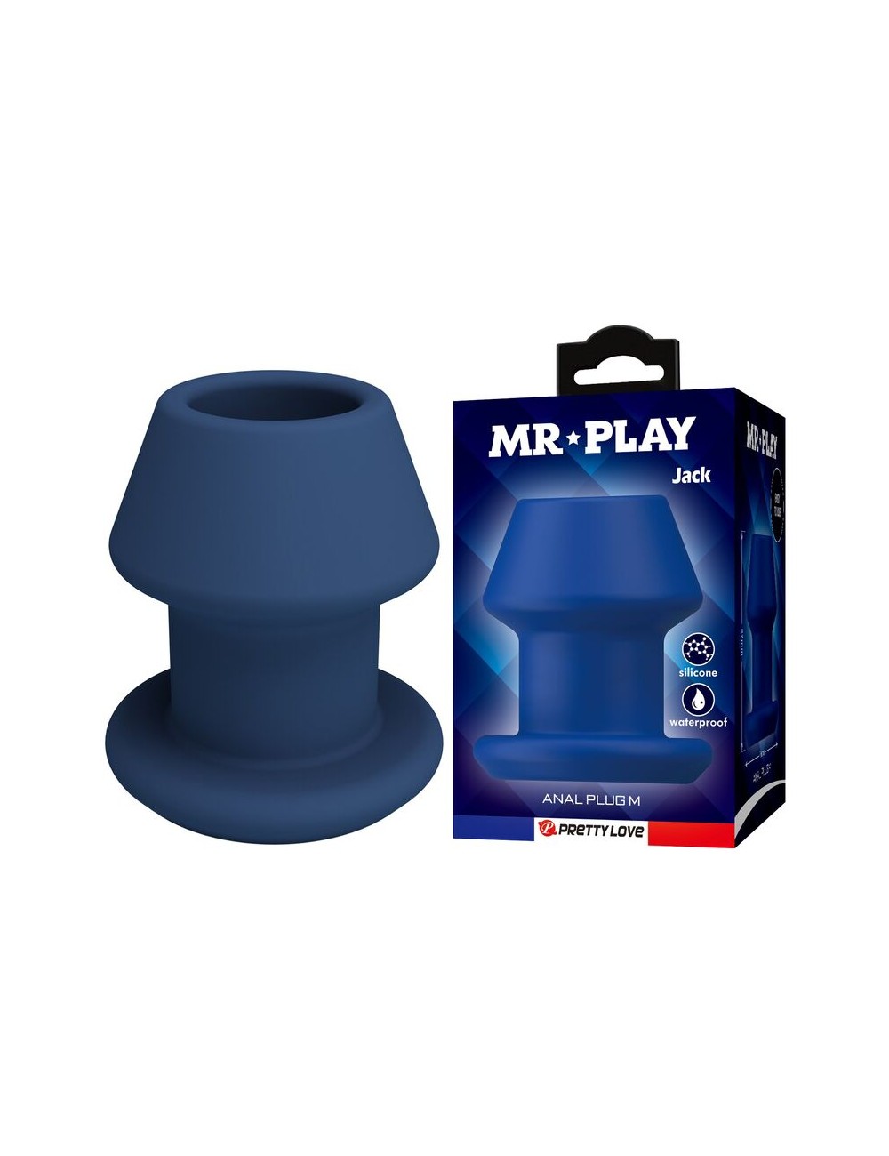 MR PLAY - JACK BLUE SILICONE HOLLOW ANAL PLUG SIZE M