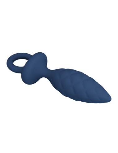 MR PLAY - TEXTURED ANAL PLUG WITH RING BLUE L
