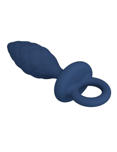 MR PLAY - TEXTURED ANAL PLUG WITH RING BLUE L