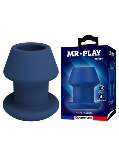MR PLAY - JACK BLUE SILICONE HOLLOW ANAL PLUG SIZE S