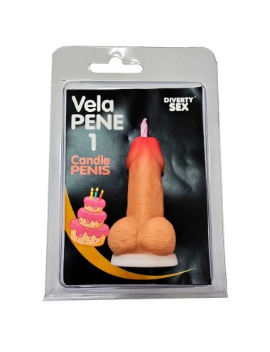 DIABLO PICANTE - PENIS CANDLE IN THE SHAPE OF THE NUMBER 1 FLESH COLOR