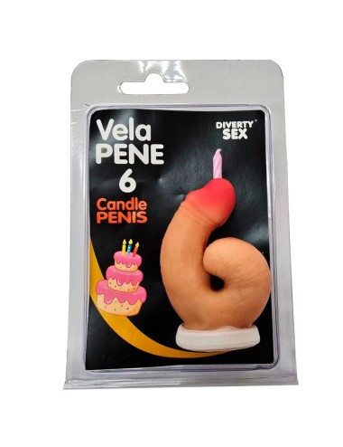 DIABLO PICANTE - PENIS CANDLE IN THE SHAPE OF THE NUMBER 6 FLESH COLOR