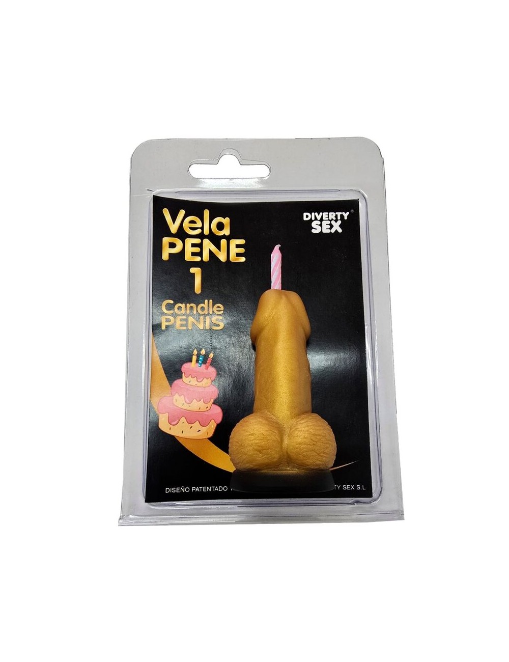 DIABLO PICANTE - PENIS CANDLE IN THE SHAPE OF THE NUMBER 1 GOLD COLOR
