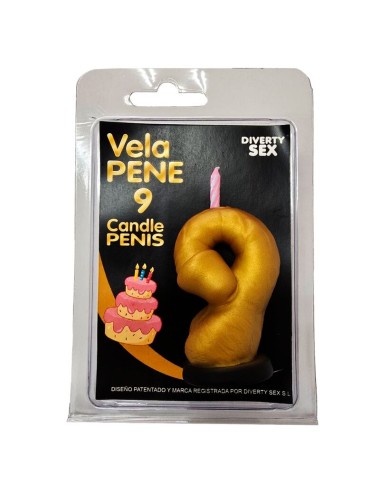 DIABLO PICANTE - PENIS CANDLE IN THE SHAPE OF THE NUMBER 0 GOLD COLOR