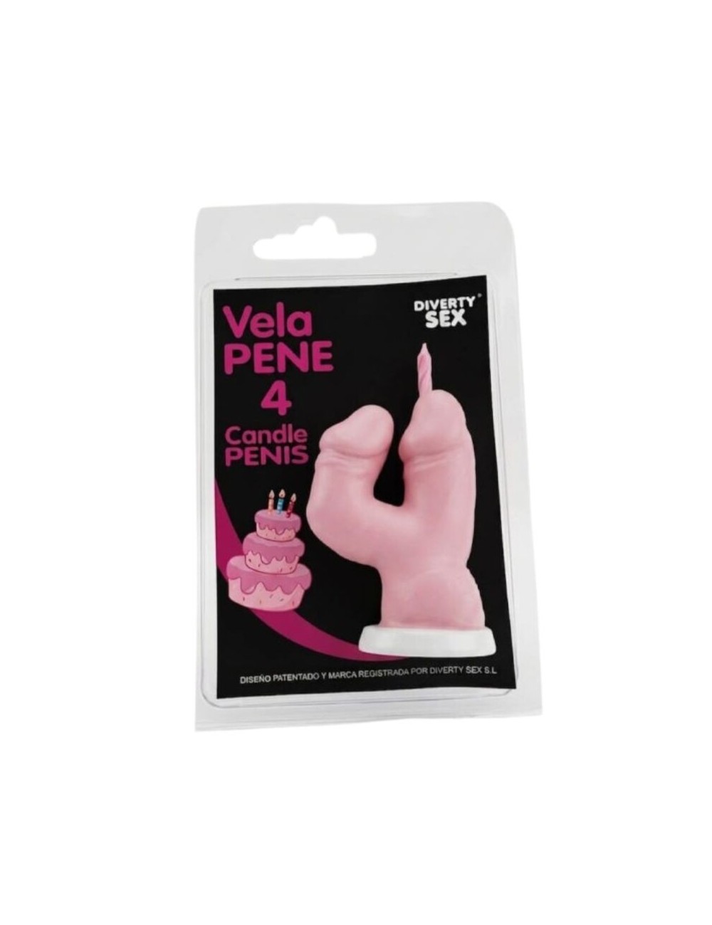 DIABLO PICANTE - PENIS CANDLE IN THE SHAPE OF THE NUMBER 4 PINK COLOR