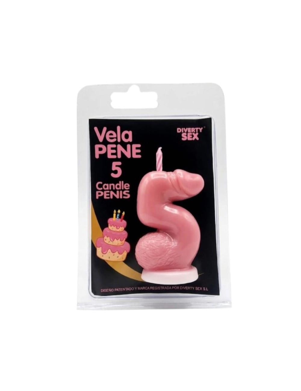 DIABLO PICANTE - PENIS CANDLE IN THE SHAPE OF THE NUMBER 5 PINK COLOR