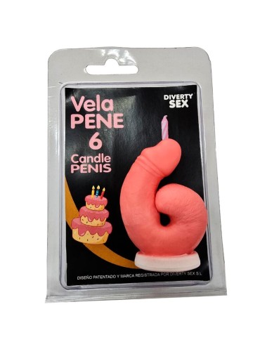 DIABLO PICANTE - PENIS CANDLE IN THE SHAPE OF THE NUMBER 6 PINK COLOR