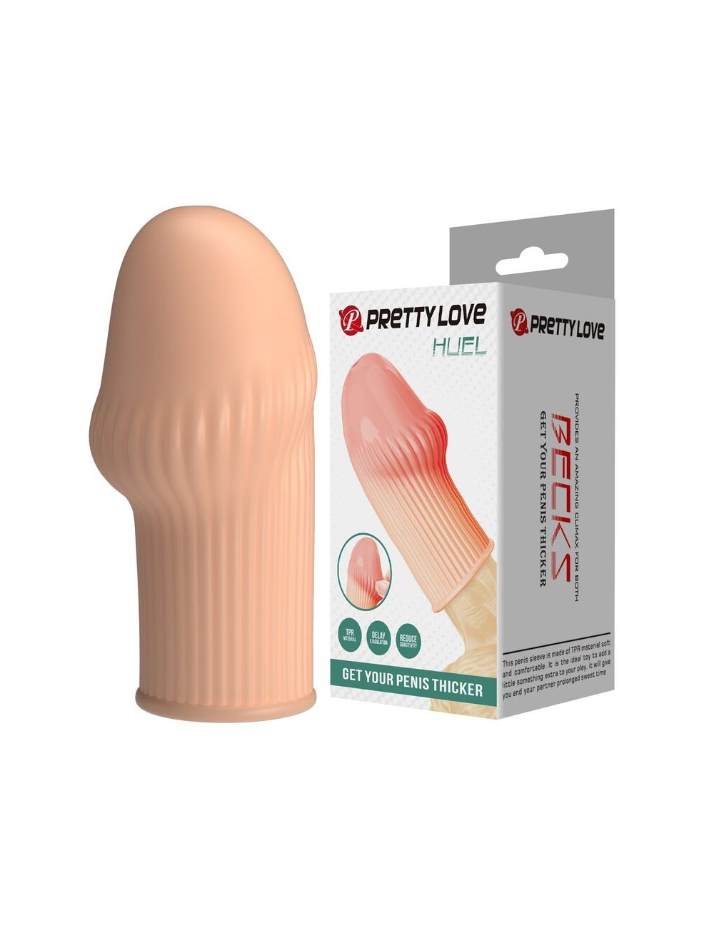 PRETTY LOVE - HUEL PENIS SLEEVE GET YOUR PENIS THICKER FLESH COLOR