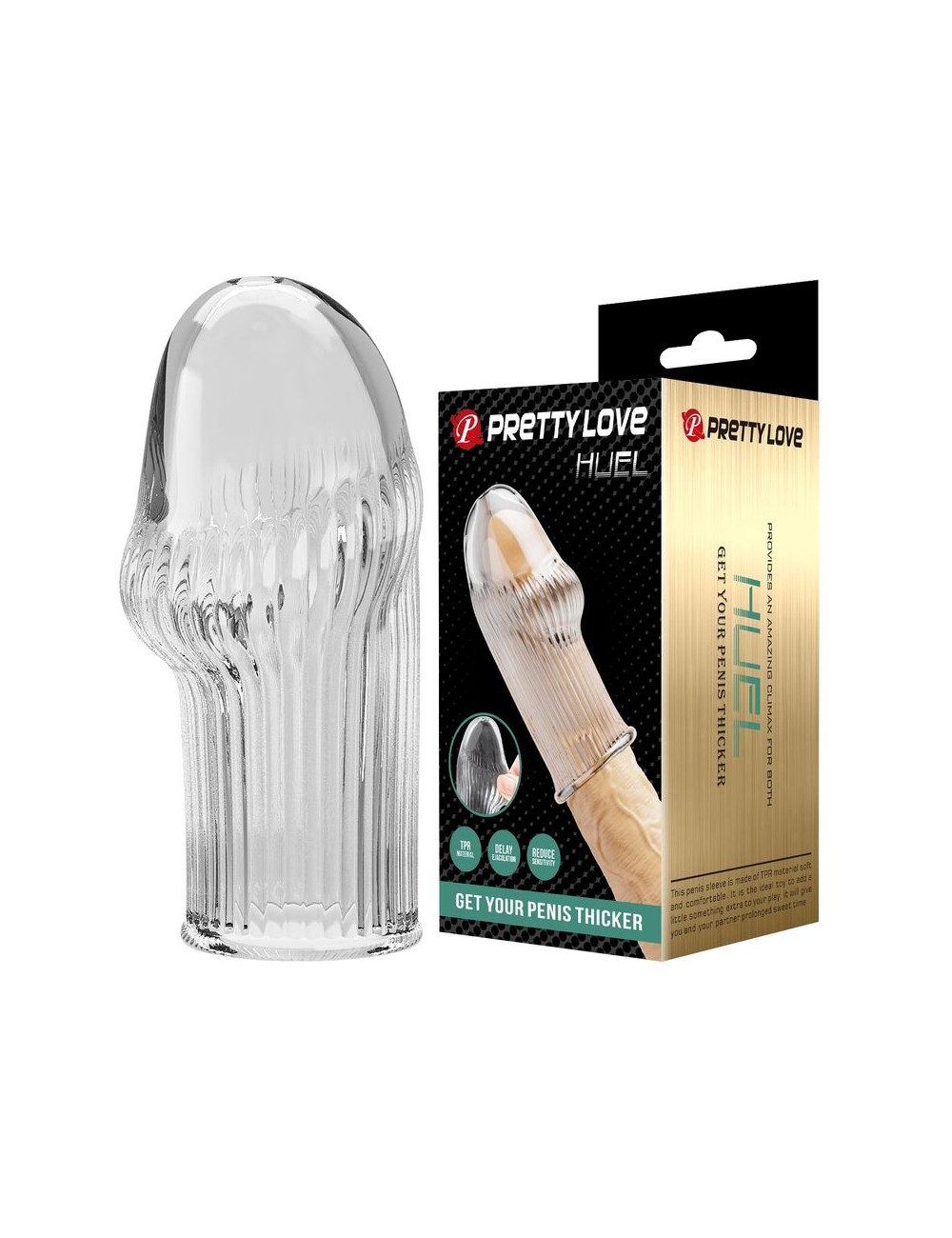 PRETTY LOVE - HUEL PENIS SLEEVE GET YOUR PENIS THICKER TRANSPARENT