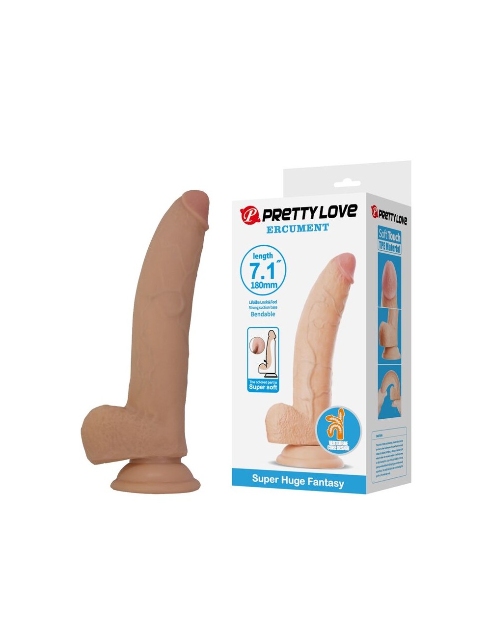 PRETTY LOVE - ELLCUMENT REALISTIC FLEXIBLE DILDO 18 CM Ø 4.5 CM TPE NATURAL