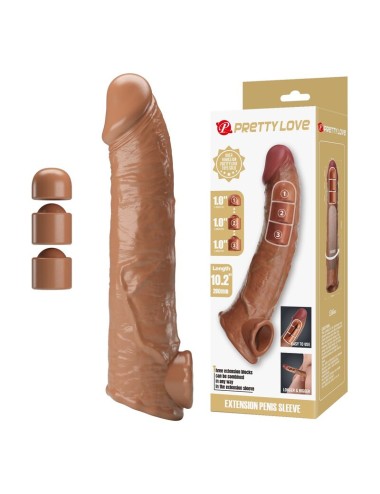 PRETTY LOVE - ADJUSTABLE PENIS EXTENSION SLEEVE 26 CM Ø 4 CM BROWN
