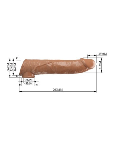 PRETTY LOVE - ADJUSTABLE PENIS EXTENSION SLEEVE 26 CM Ø 4 CM BROWN