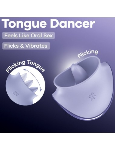 SATISFYER - TONGUE DANCER CLITORAL STIMULATOR WITH VIBRATION AND PULSATIONS LILAC