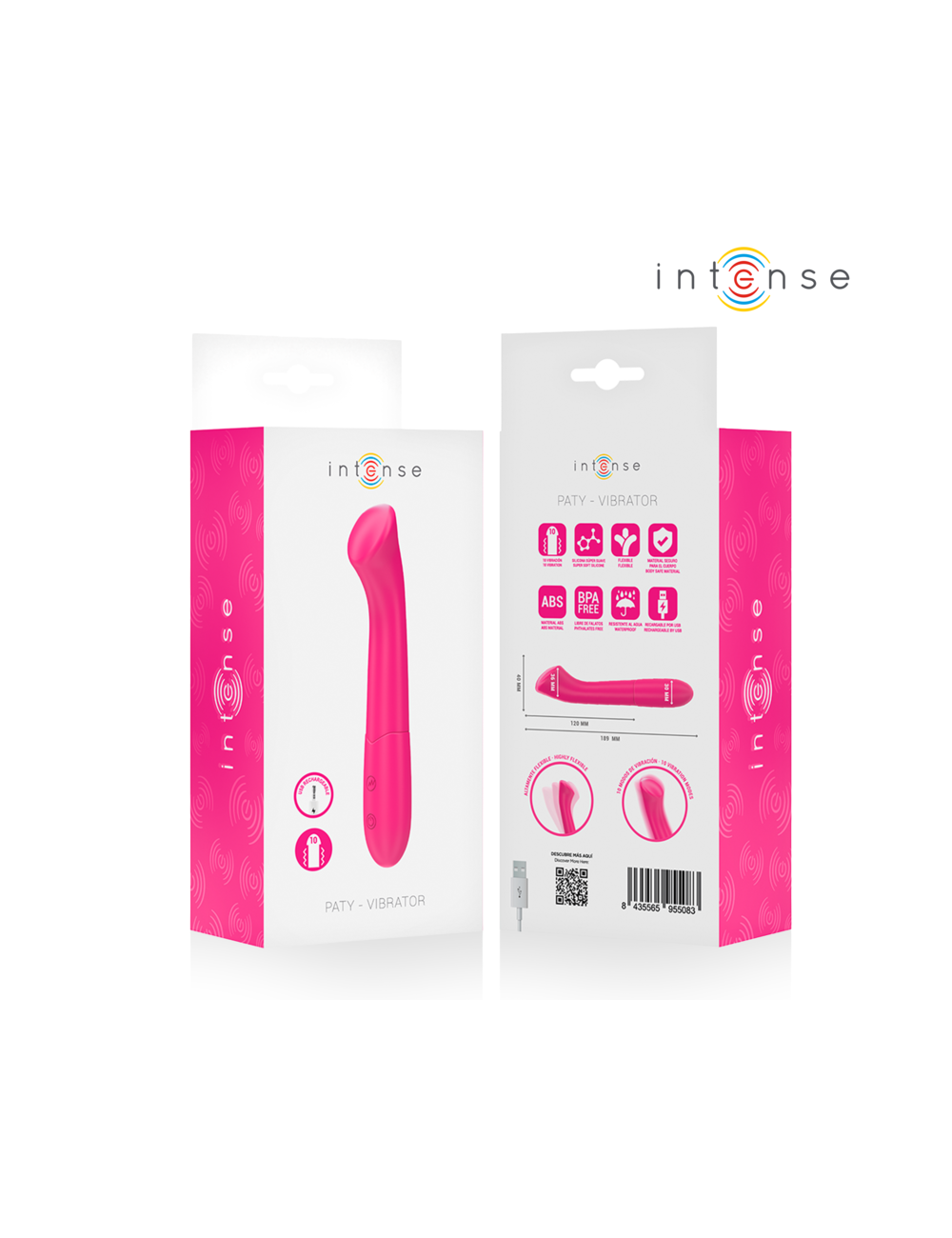 INTENSE - PATY VIBRATOR 19 CM FLEXIBLE 10 VIBRATIONS MODEL 2 PINK