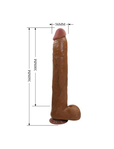 PRETTY LOVE - DANY REALISTIC FLEXIBLE DILDO WITH SUCTION CUP 36 CM -Ø- 5.6 CM BROWN