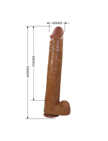 PRETTY LOVE - PAT REALISTIC FLEXIBLE DILDO WITH SUCTION CUP 40 CM -Ø- 6 CM BROWN