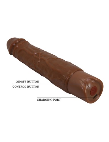 PRETTY LOVE - KESSLER REALISTIC VIBRATING DILDO WITH 10 VIBRATION MODES AND 10 THROWS, 22 CM, BROWN