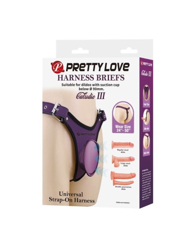 PRETTY LOVE - UNIVERSAL STRAP-ON HARNESS BRIEFS PURPLE AND BLACK