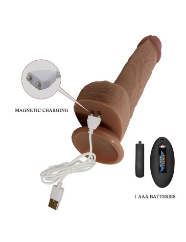 PRETTY LOVE - TOMMY REALISTIC THRUSTING VIBRATOR WITH REMOTE CONTROL DARK BROWN