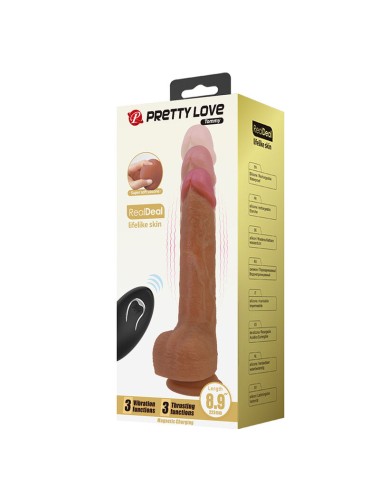 PRETTY LOVE - TOMMY REALISTIC THRUSTING VIBRATOR WITH REMOTE CONTROL DARK BROWN