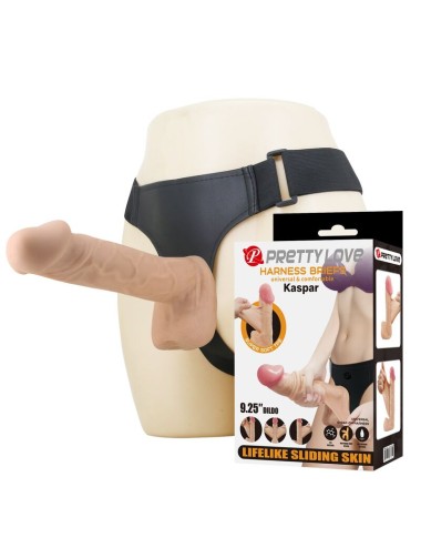 PRETTY LOVE - KASPAR HARNESS WITH FLEXIBLE DILDO 21 CM Ø 5 CM NATURAL