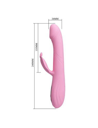 PRETTY LOVE - BELLA RABBIT VIBRATOR WITH BUTTERFLY STIMULATION AND LED PINK