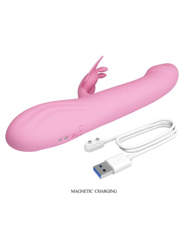 PRETTY LOVE - BELLA RABBIT VIBRATOR WITH BUTTERFLY STIMULATION AND LED PINK