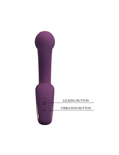PRETTY LOVE - BRYNNLEE RECHARGEABLE VIBRATOR WITH ORAL STIMULATOR 10 VIBRATIONS & 5 LICKING FUNCTIONS PURPLE