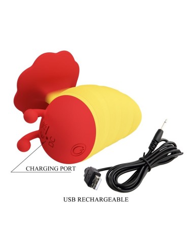 PRETTY LOVE - LITTLE BEE RECHARGEABLE CLITORAL STIMULATOR 7 MODES RED/YELLOW