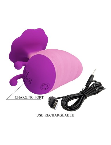 PRETTY LOVE - LITTLE BEE RECHARGEABLE CLITORAL STIMULATOR 7 MODES PURPLE-PINK