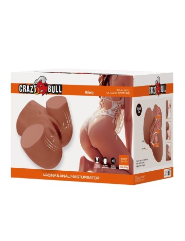 CRAZY BULL - REALISTIC FEMALE TORSO MASTURBATOR DUAL ENTRY WITH VIBRATION AND SUCTION NATURAL COLOR