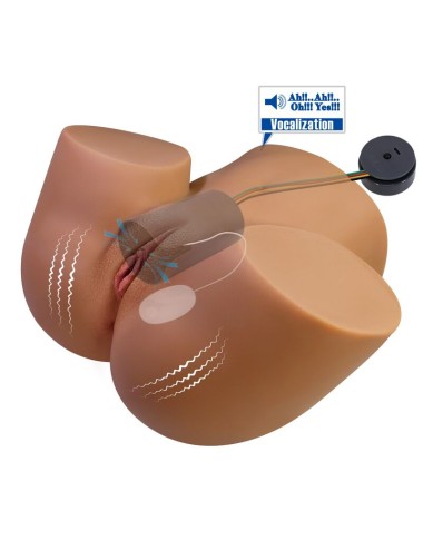 CRAZY BULL - REALISTIC FEMALE TORSO MASTURBATOR DUAL ENTRY WITH VIBRATION AND SUCTION NATURAL COLOR